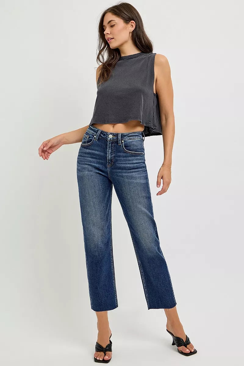 Hazel Blues® | RISEN High Rise Slim Barrel Jeans