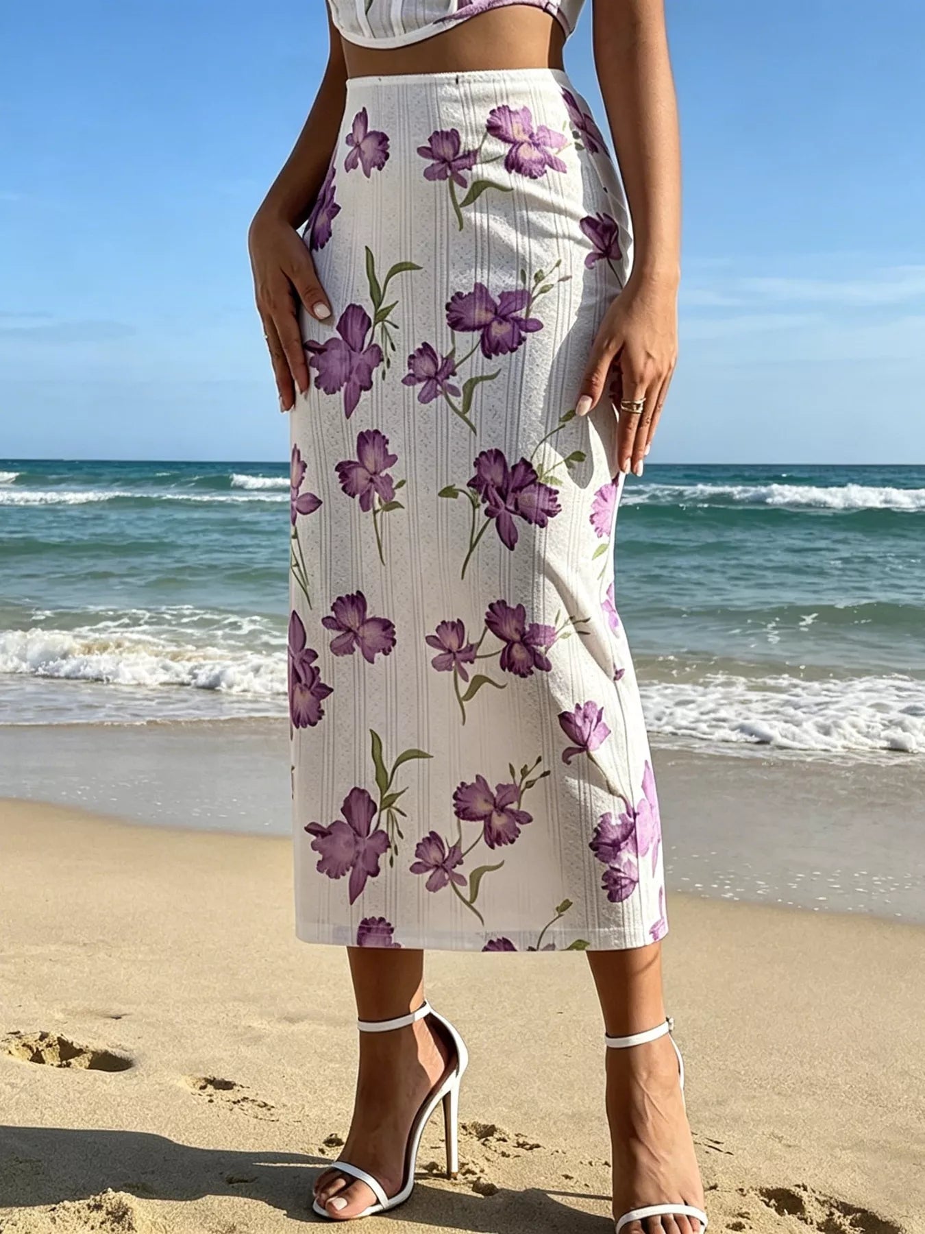 Hazel Blues® | Floral Print Top & Bodycon Skirt Set