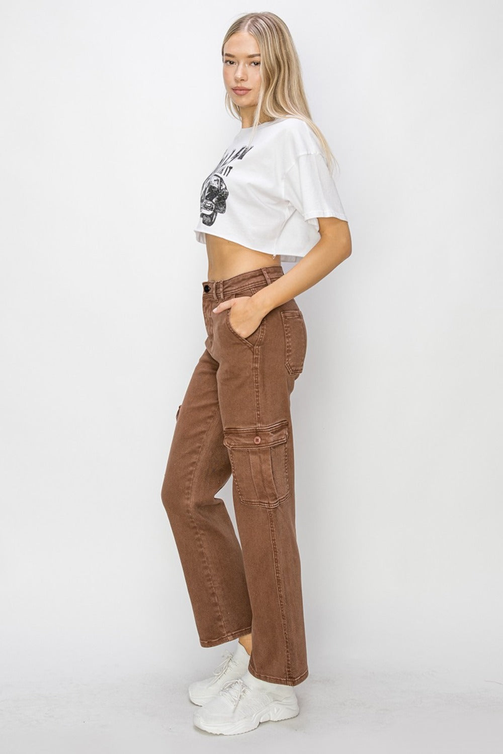 Hazel Blues® | Risen High Rise Cargo Jeans