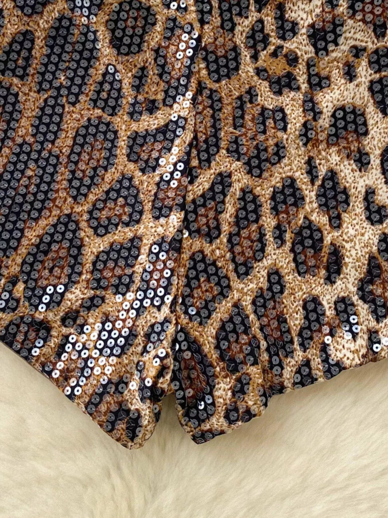 Hazel Blues® | Sequin Leopard Shorts
