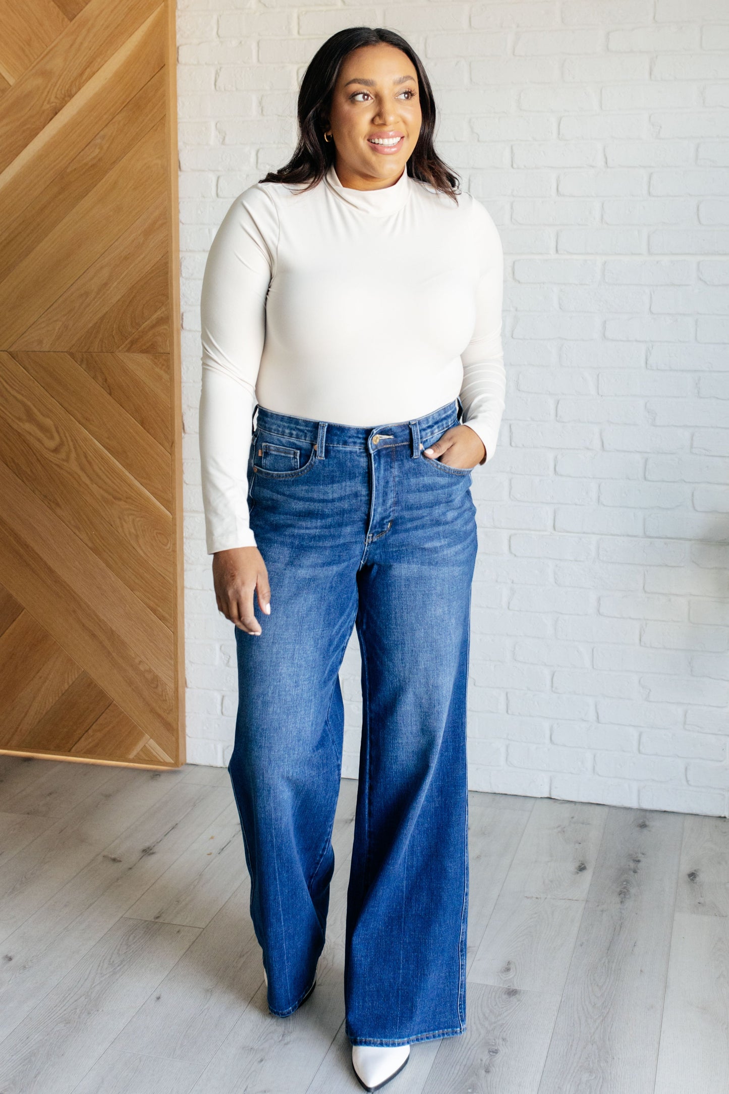 Hazel Blues® | Eliza High Rise Control Top Retro Wide Leg Jeans