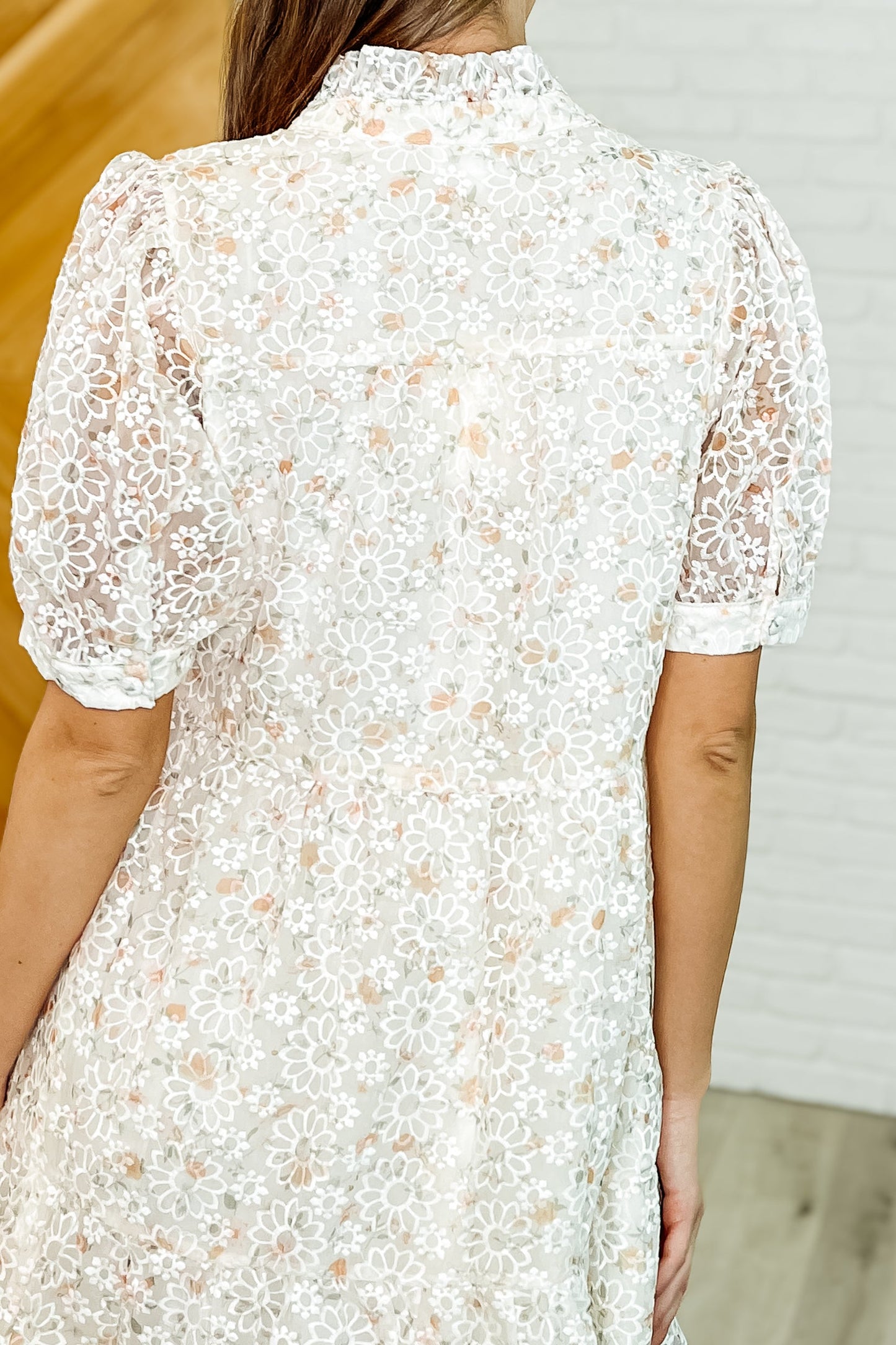 Hazel Blues® | Lace to the Party High Neck Dress in Ivory Multi