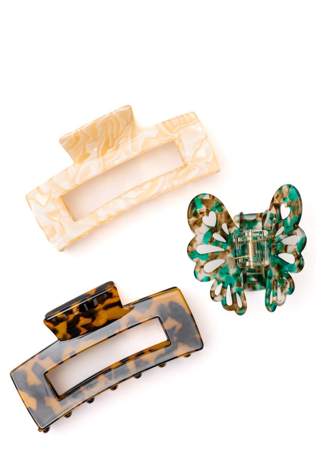 Hazel Blues® | Large Marble Claw Clip Set of 3