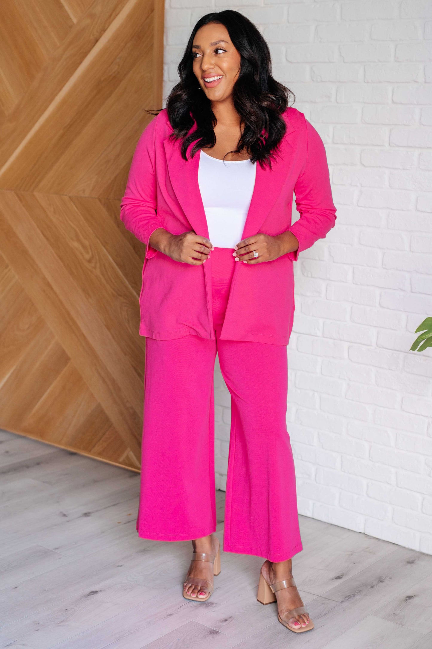 Hazel Blues® | Magic Wide Leg Crop Pants in Hot Pink