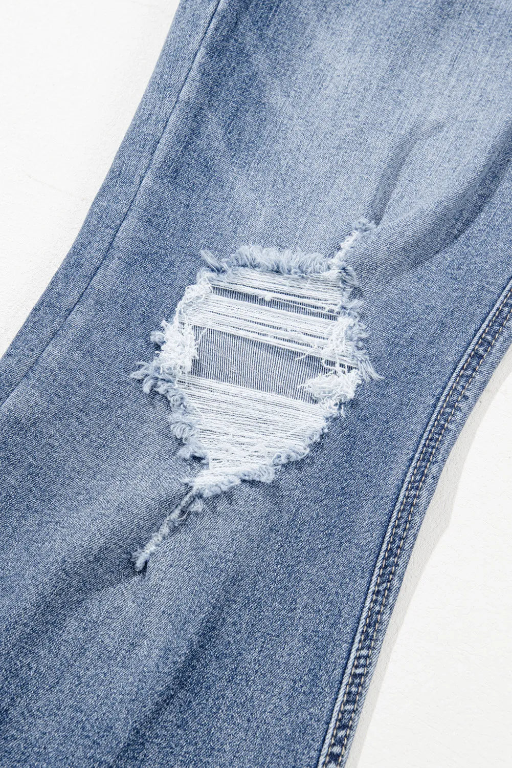 Hazel Blues® | Distressed Raw Hem Bootcut Jeans