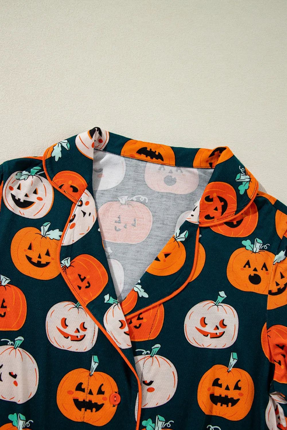 Hazel Blues® | Pumpkin Printed Short Sleeve Top and Pants Lounge Set