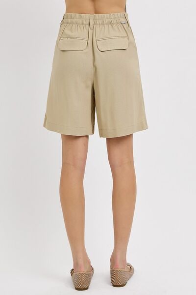 Hazel Blues® | RISEN High Rise Pleated Front Shorts