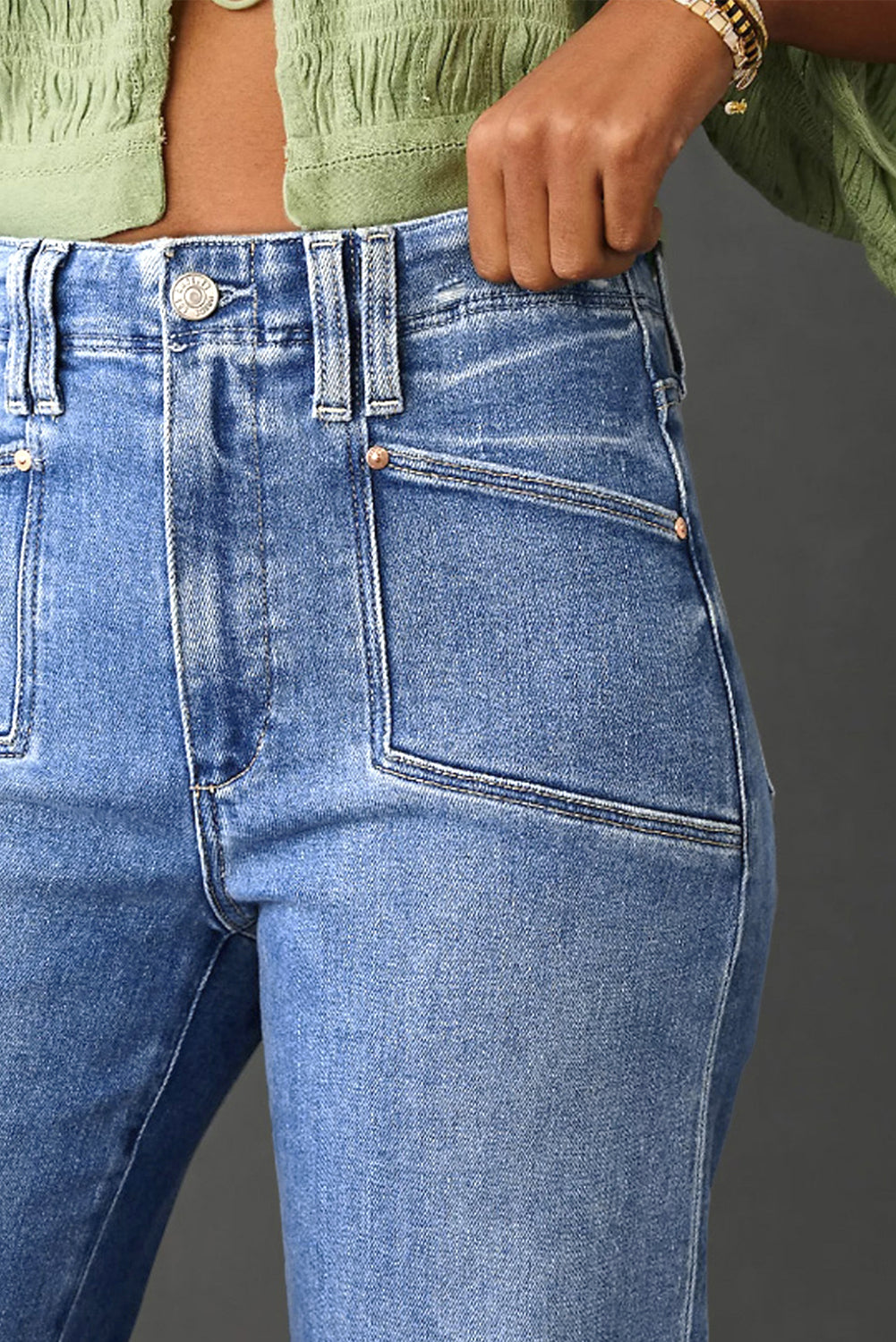 Hazel Blues® | Dusk Blue Loose Straight Leg Cropped High Waist Jeans