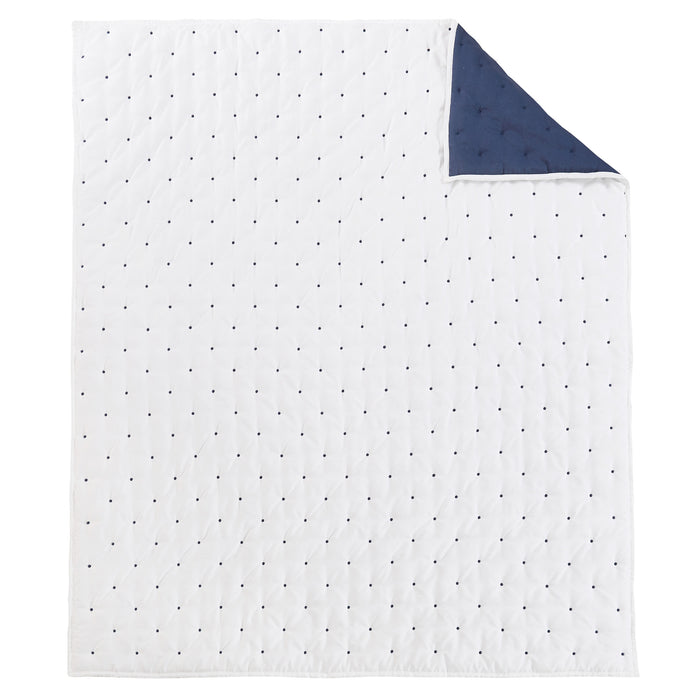 Levtex Home Embroidered Swiss Dot Navy Quilted Throw Throws