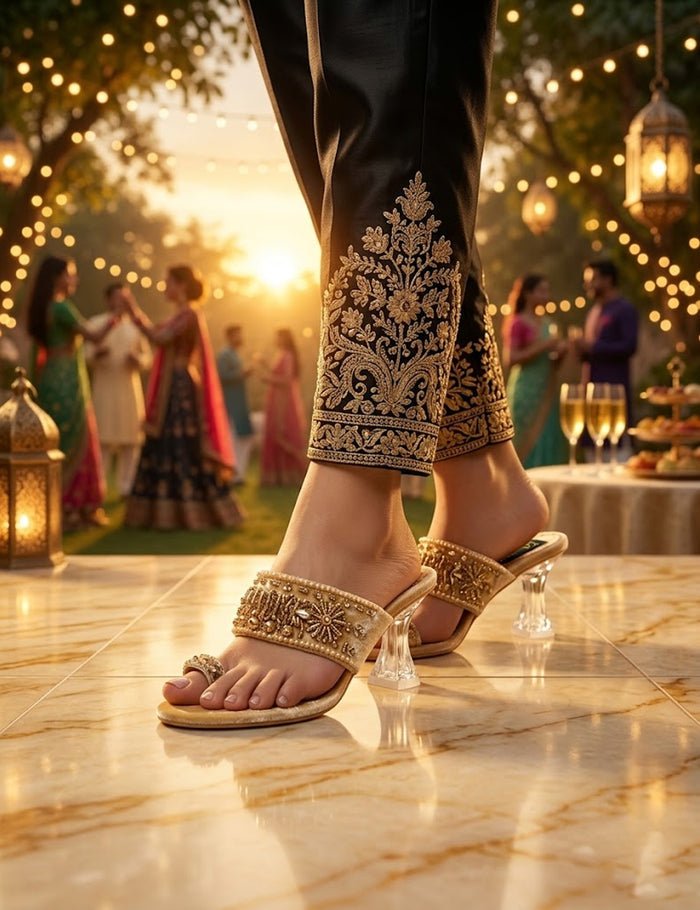 Golden Formal Block Heel