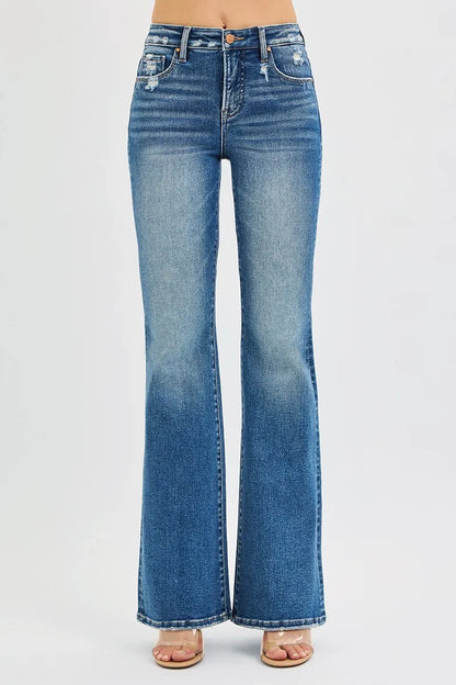 Hazel Blues® | RISEN Tummy Control High Rise Flare Jeans