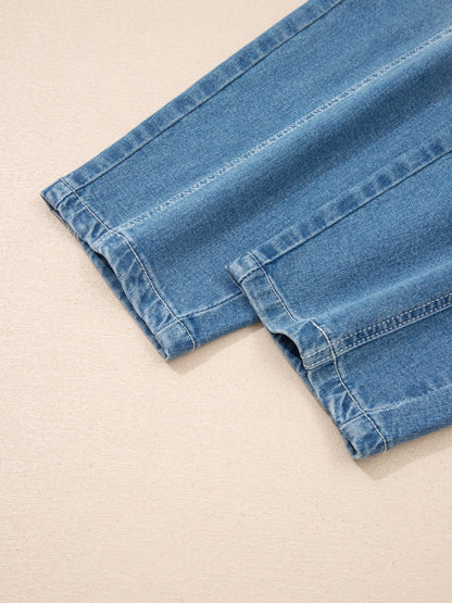 Hazel Blues® |  Washed Cuffed Barrel Jeans