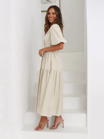 Hazel Blues® |  Tiered Surplice Half Sleeve Midi Dress