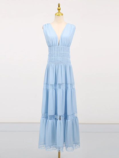 Hazel Blues® |  Tiered V-Neck Sleeveless Maxi Dress