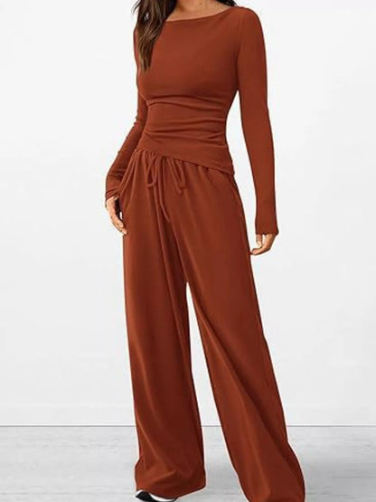 Hazel Blues® |  Long Sleeve Top and Wide Leg Pants Set