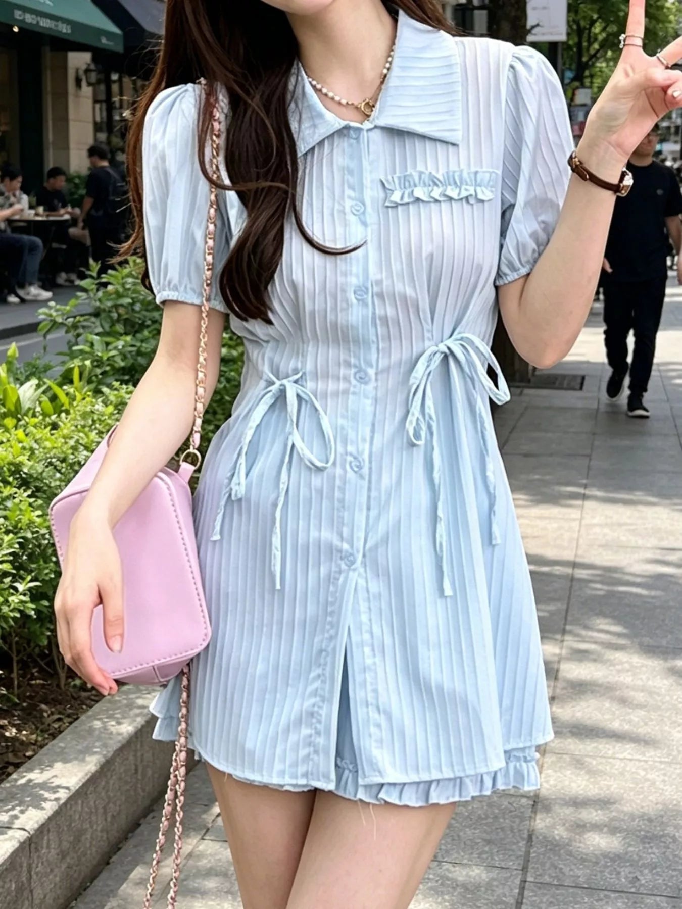 Hazel Blues® |  Tied Button Up Shirt and Shorts Set
