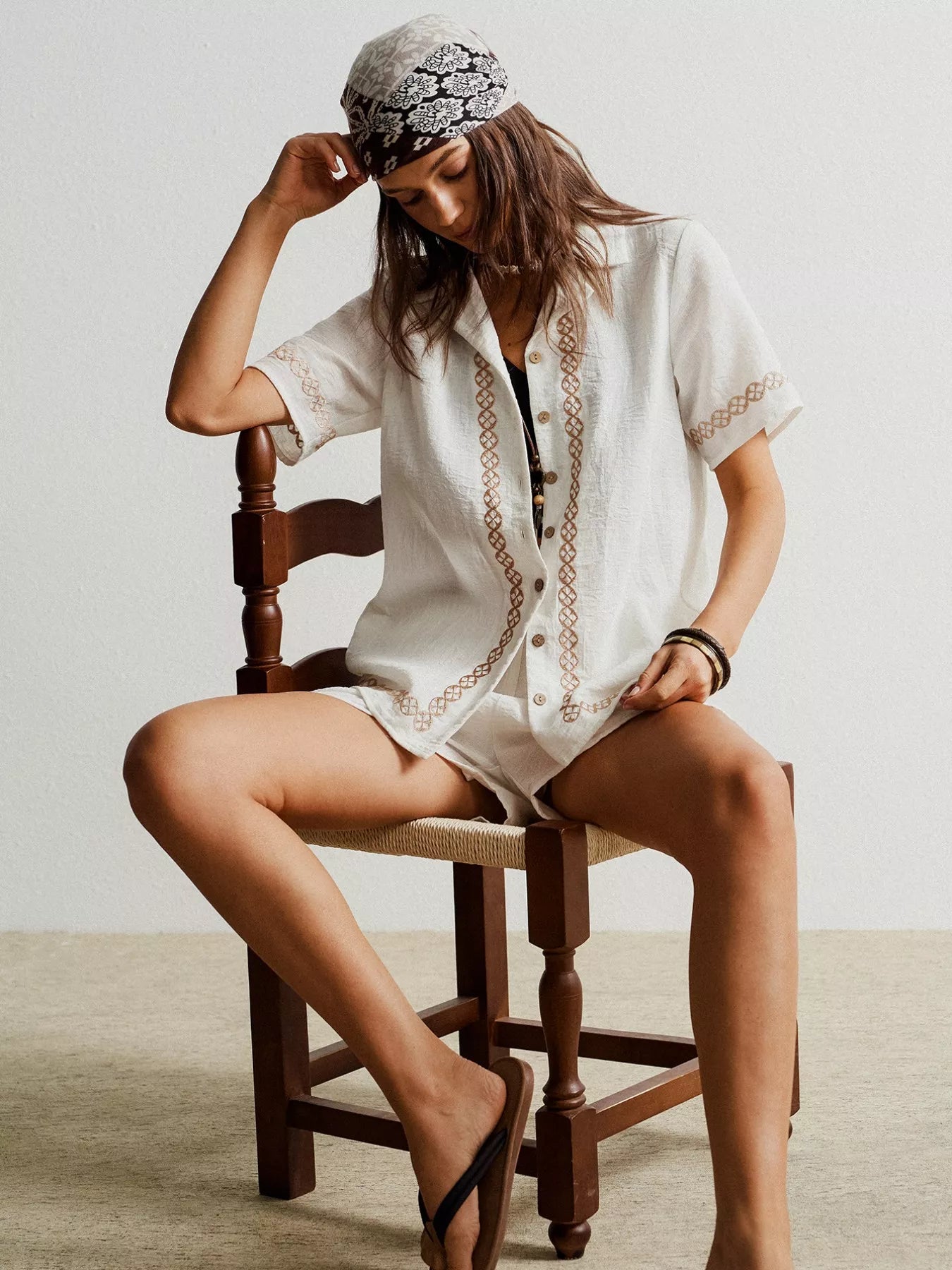 Hazel Blues® |  Button Up Short Sleeve Shirt and Shorts Set