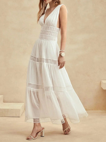 Hazel Blues® |  Tiered V-Neck Sleeveless Maxi Dress