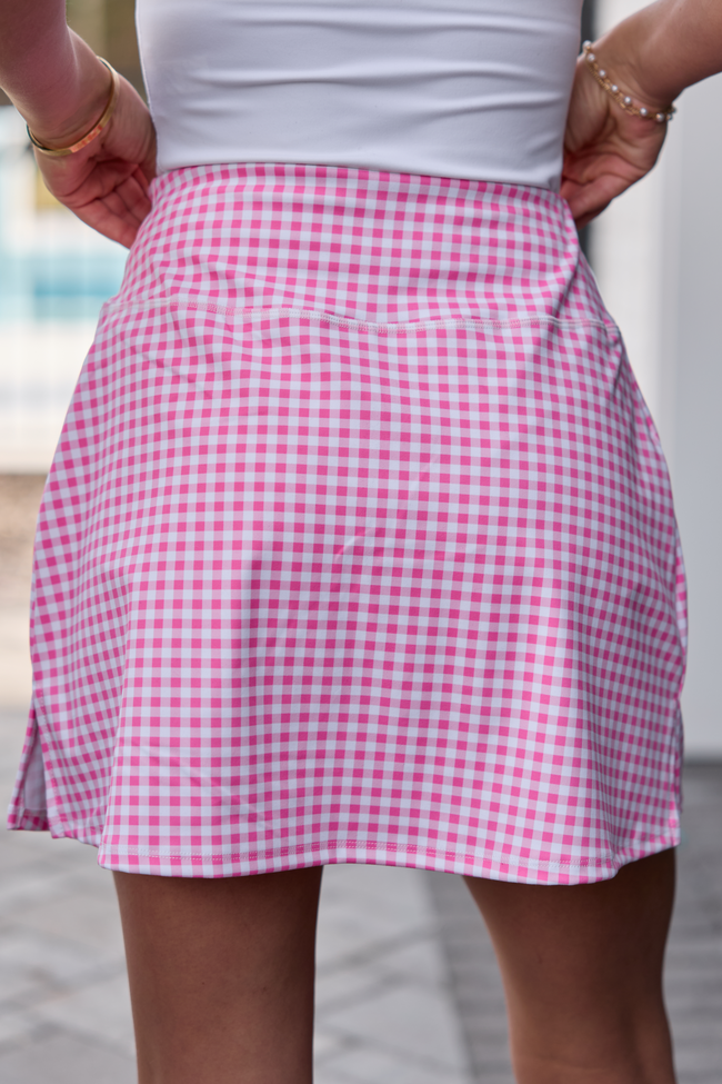 Active State Rose Gingham Pink Active Skirt SALE