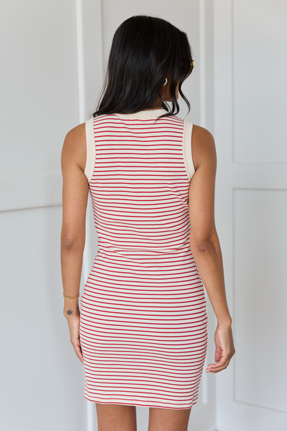 Audrey Red Striped Ribbed Knit Mini Dress