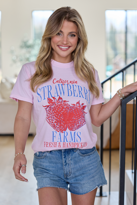 California Strawberry Farms Light Pink Comfort Colors Graphic Tee