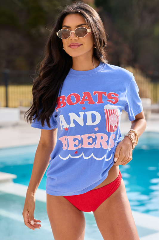 Boats And Beers Blue Comfort Colors Graphic Tee