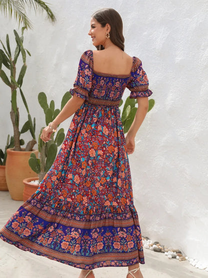 Hazel Blues® |  Floral Flounce Sleeve Midi Dress