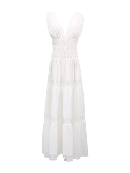 Hazel Blues® |  Tiered V-Neck Sleeveless Maxi Dress