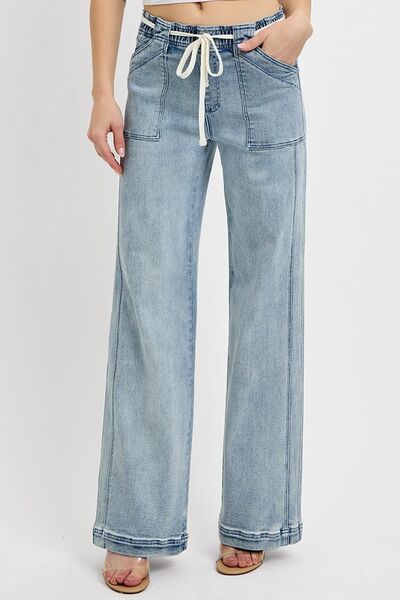 Hazel Blues® | RISEN Straight Leg Jeans with Pockets