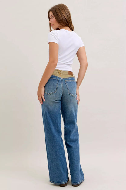 Hazel Blues® |  Judy Blue MR Column Straight Jeans with Corduroy Waist