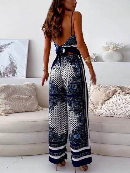 Hazel Blues® |  Tie Back Printed Cami and Pants Set
