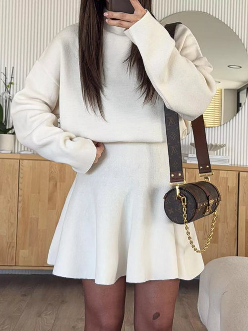 Hazel Blues® |  Turtleneck Dropped Shoulder Sweater and Skirt Set
