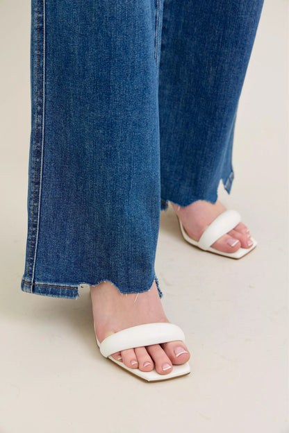 Hazel Blues® | Judy Blue High Waist Tummy Control Chew Hem Destroy Wide Jeans