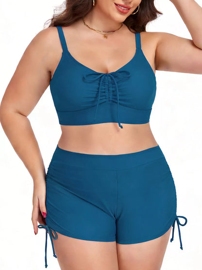 Hazel Blues® | Ruched Drawstring Swim Set