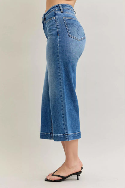 Hazel Blues® |  Judy Blue Mid Rise Crop Wide Leg Jeans