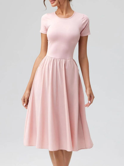 Hazel Blues® |  Round Neck Short Sleeve Dress