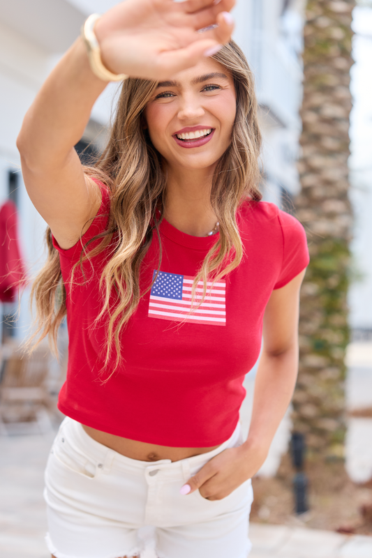 American Flag Red Baby Graphic Tee