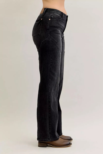 Hazel Blues® |  Judy Blue Mid Rise Straight Western Seam Detail Jeans