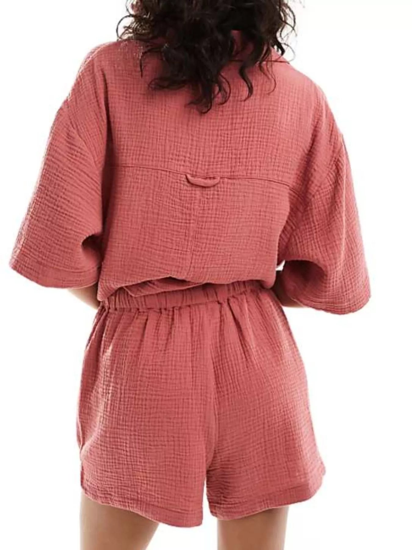 Hazel Blues® |  Relaxed Fit Button Up Shirt & Shorts Set