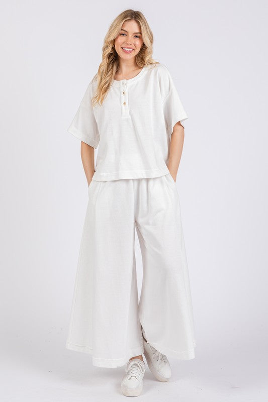 Hazel Blues® |  Ces Femme Half Button Half Sleeve Top and Pants Set