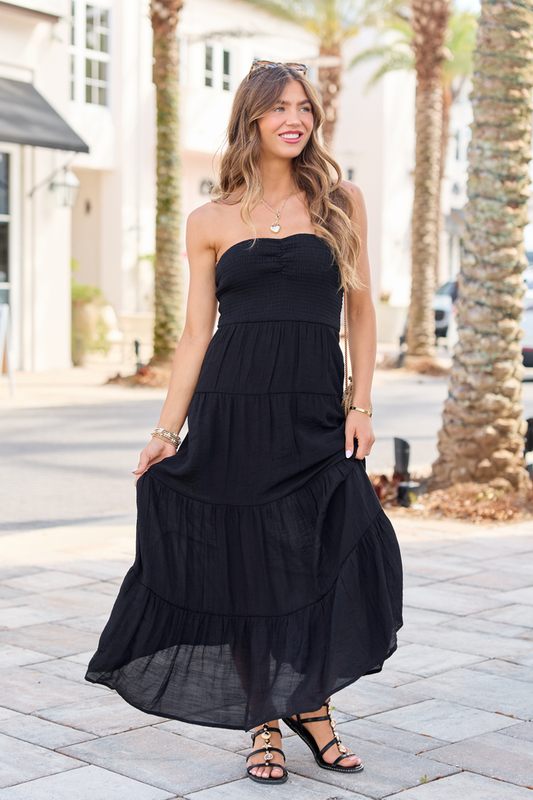 Ainsley Black Strapless Maxi Dress