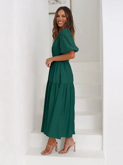 Hazel Blues® |  Tiered Surplice Half Sleeve Midi Dress