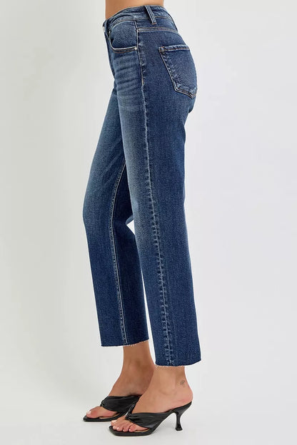 Hazel Blues® |  RISEN High Rise Slim Barrel Jeans
