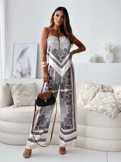 Hazel Blues® |  Tie Back Printed Cami and Pants Set
