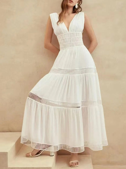 Hazel Blues® |  Tiered V-Neck Sleeveless Maxi Dress