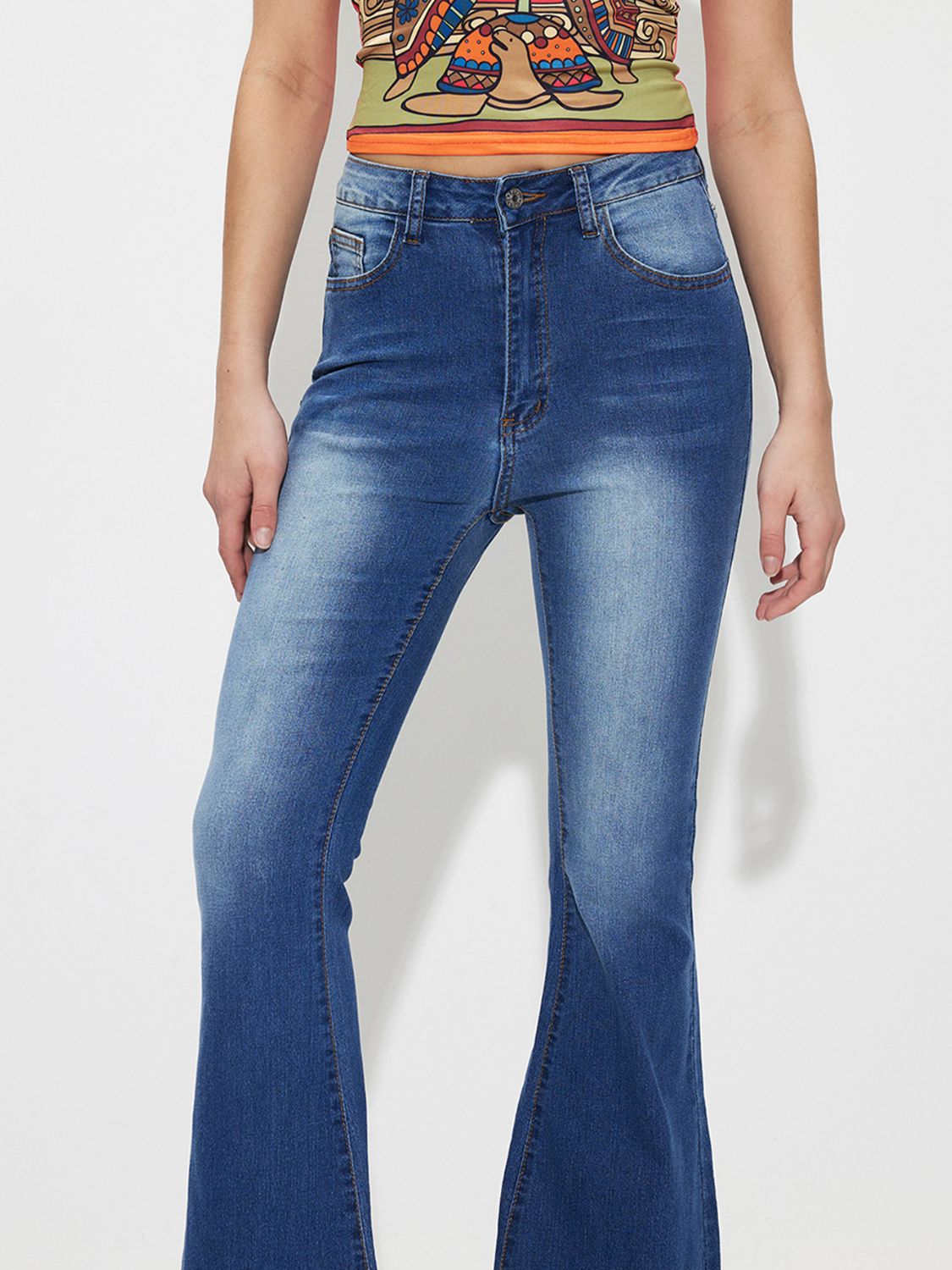 Hazel Blues® |  Mid-Rise Waist Bootcut Jeans