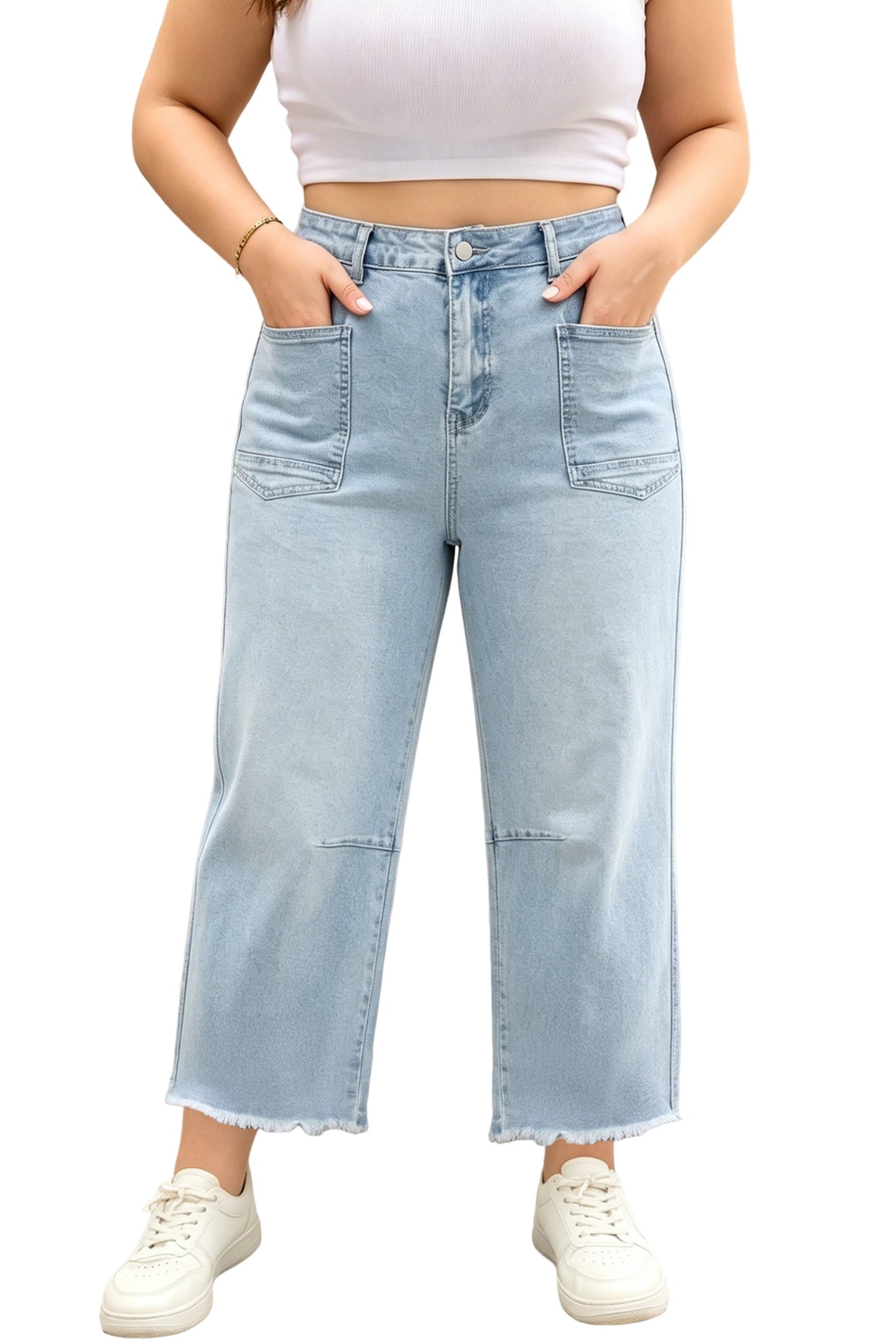 Hazel Blues® |  Easy Does It Jeans | Patchwork Pocketed Jeans