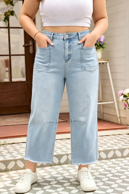 Hazel Blues® |  Easy Does It Jeans | Patchwork Pocketed Jeans