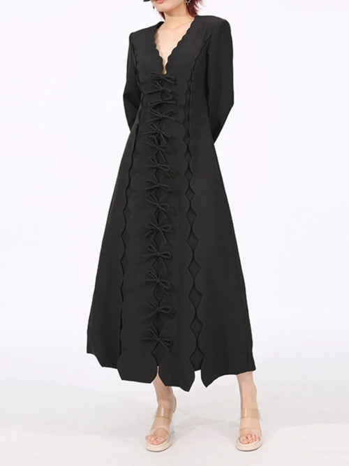 Hazel Blues® |  Long Sleeve Bow Front Midi Dress