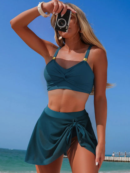 Hazel Blues® |  Twist Front Cami and Skort Swim Set